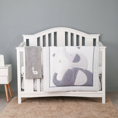 3-Piece Cot Bedding Set - Elephant Grey (1)