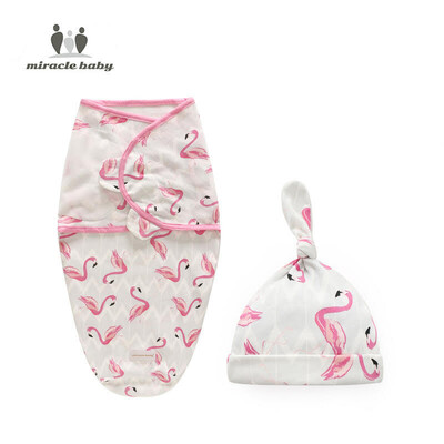 Miracle Baby 2-Piece Newborn Swaddle& Beanie set - Size 0-3 months (1)