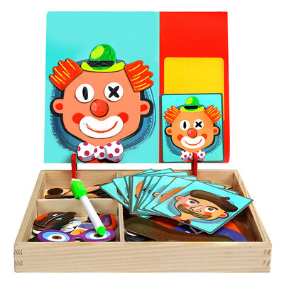 *Clearance* Kids Multifunction Wooden Magnetic Puzzle Box & Drawing Board (1)