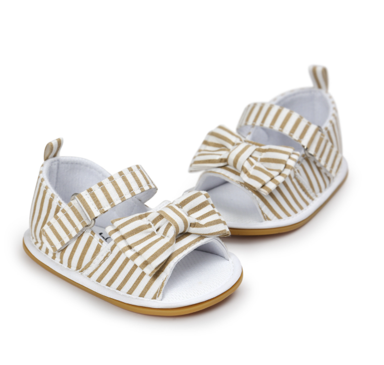 MyGGPP Baby Girl's Sandals - Khaki stripe (1)