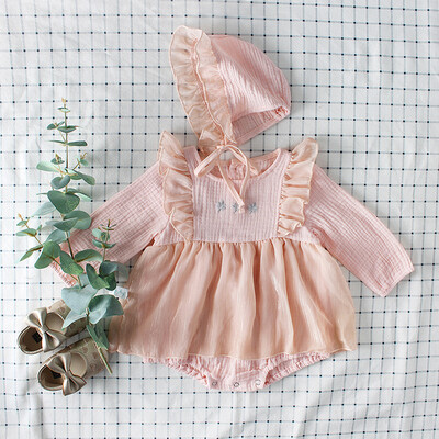 Baby Girl's 2-Piece Set Bodysuit Dress & Bonnet (1)