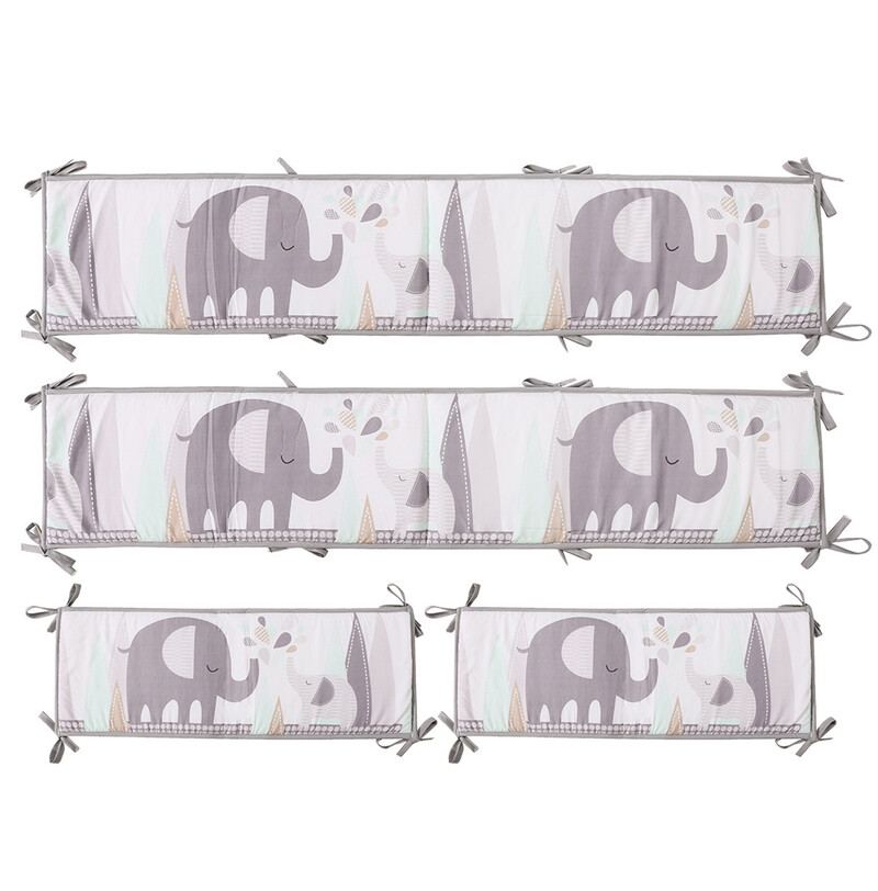 4-Sides Baby Crib Bumpers - Elephant Grey (1)