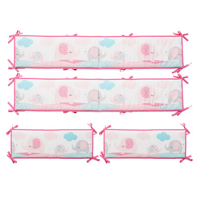 4-Sides Baby Crib Bumpers - Elephant Pink (1)