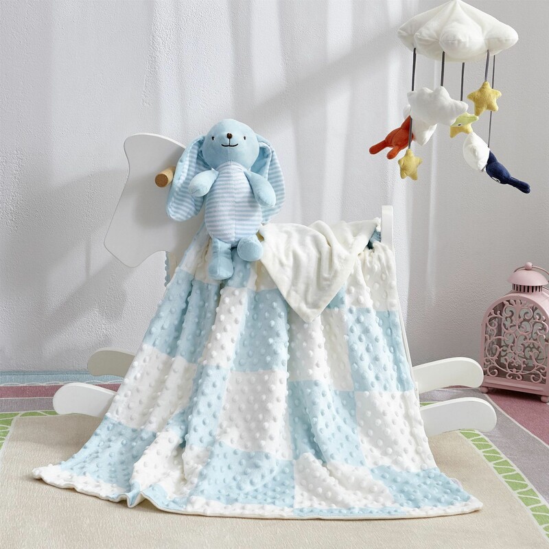 2-Piece Baby Cot Blanket & Comforter Toy Set - Blue (1)