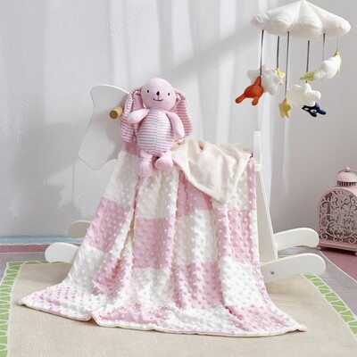 2-Piece Baby Cot Blanket & Comforter Toy Set - Pink (1)