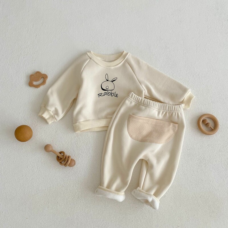 Baby 2-Piece Set Sweatshirt and Sweatpants Beige (1)