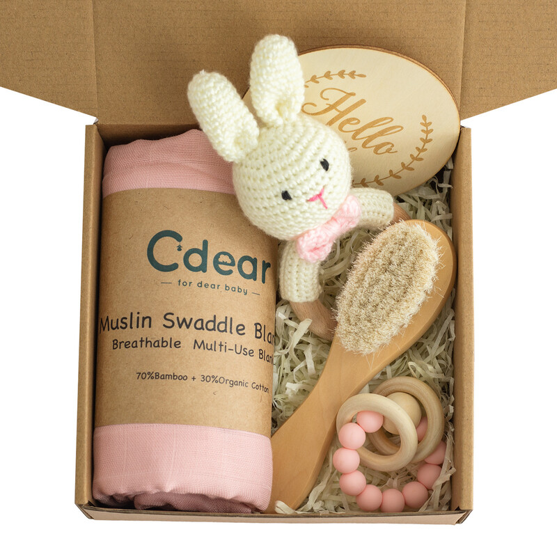Newborn Baby 5 Piece Giftbox - Pink Rabbit (1)