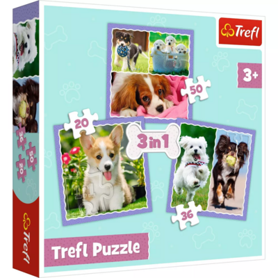Trefl 3 in 1 Puzzle - Lovely Dogs (1)