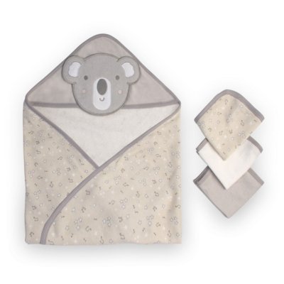 Little Linen Hooded Towel & Washer Set - Cheeky Koala (1)
