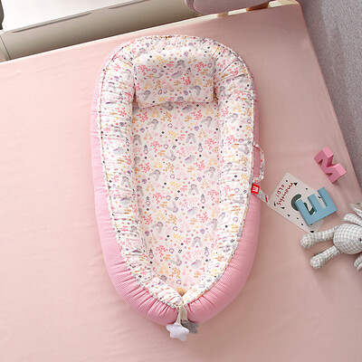 Newborn Baby Reversible Nest Bed/Sleeping Pod - Bunny Pink (1)