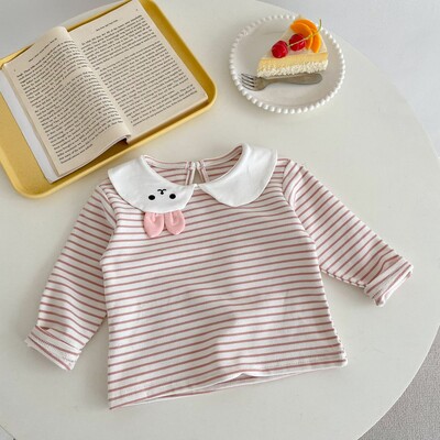 Baby Girl's Collared Top -Pink Bunny (1)