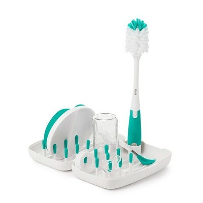 OXO Tot Travel Size Drying Rack with Bottle Brush - Teal (1)
