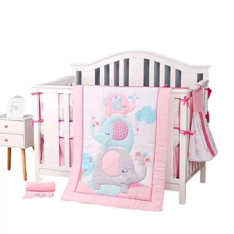 3-Piece Cot Bedding Set - Elephant Pink (4)