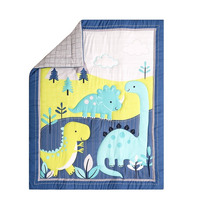 3-Piece Cot Bedding Set - Dinosaur Blue (4)