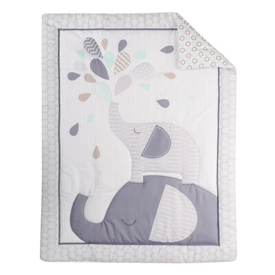3-Piece Cot Bedding Set - Elephant Grey (2)