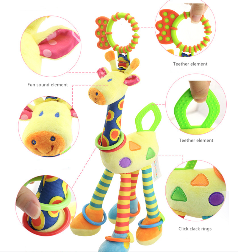 Happy Monkey Plush Pram Toy - Giraffe (4)