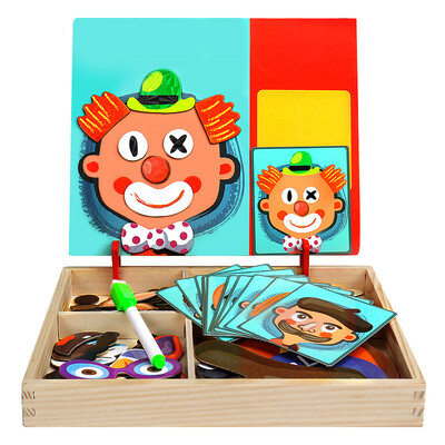*Clearance* Kids Multifunction Wooden Magnetic Puzzle Box & Drawing Board (4)