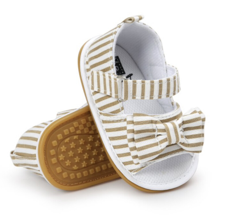 MyGGPP Baby Girl's Sandals - Khaki stripe (2)