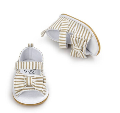 MyGGPP Baby Girl's Sandals - Khaki stripe (3)