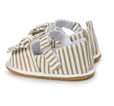 MyGGPP Baby Girl's Sandals - Khaki stripe (4)