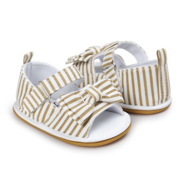 MyGGPP Baby Girl's Sandals - Khaki stripe (5)