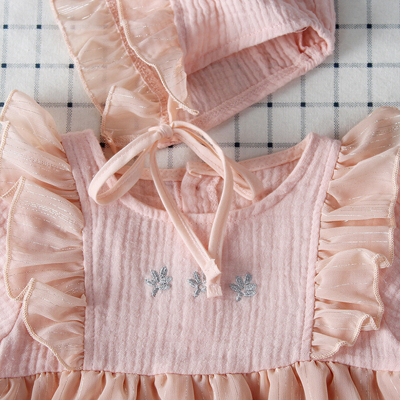 Baby Girl's 2-Piece Set Bodysuit Dress & Bonnet (2)