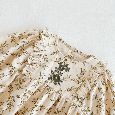 Baby Girl's 2-Piece Set Floral Prints Bodysuit Dress & Bonnet (6)