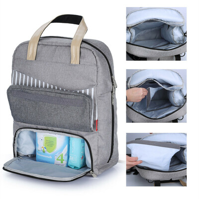 Insular Waterproof Nappy Bag/Mummy Backpack - Black stripe (3)