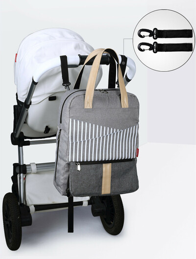 Insular Waterproof Nappy Bag/Mummy Backpack - Black stripe (4)