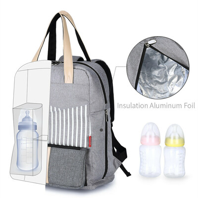 Insular Waterproof Nappy Bag/Mummy Backpack - Black stripe (6)