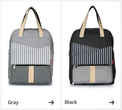 Insular Waterproof Nappy Bag/Mummy Backpack - Grey stripe (2)