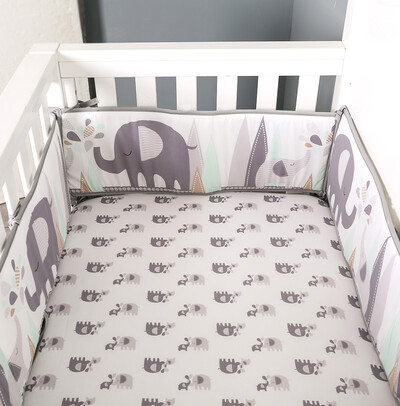 4-Sides Baby Crib Bumpers - Elephant Grey (2)