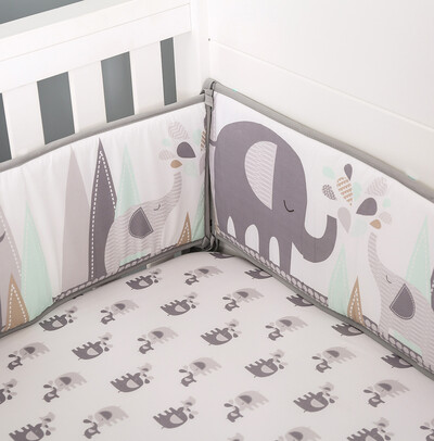 4-Sides Baby Crib Bumpers - Elephant Grey (3)