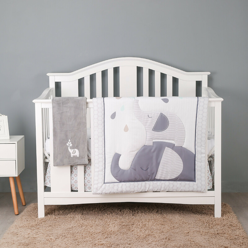 4-Sides Baby Crib Bumpers - Elephant Grey (5)