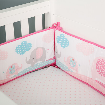 4-Sides Baby Crib Bumpers - Elephant Pink (3)