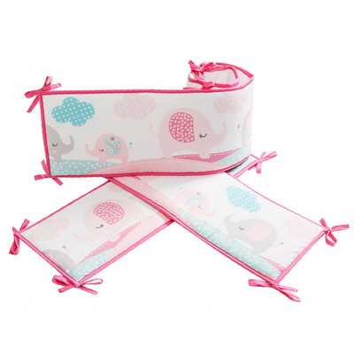 4-Sides Baby Crib Bumpers - Elephant Pink (4)