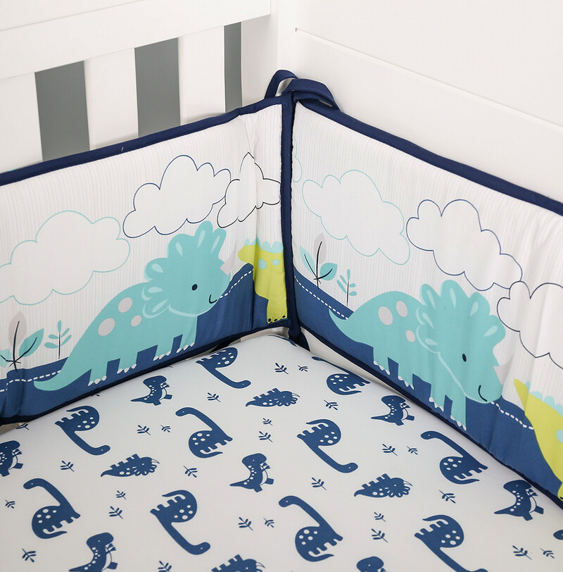 4-Sides Baby Crib Bumpers - Dinosaur Blue (2)