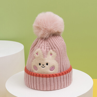Baby/Kids 2-Piece Set Winter Knit Hat& Scarf - Pink (3)