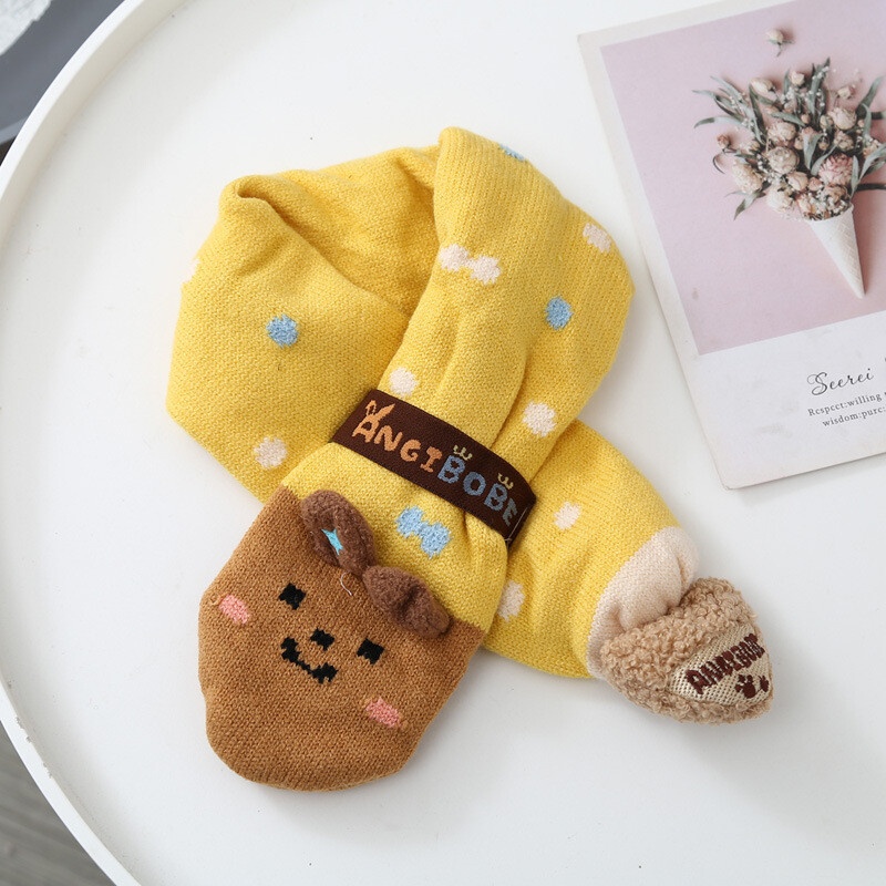 Baby/Kids 2-Piece Set Winter Knit Hat& Scarf - Yellow (3)