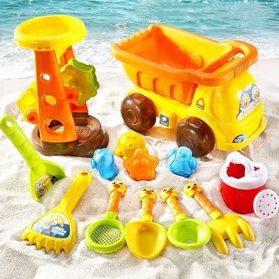 13-Piece Beach Sand Toys Set with Mesh Bag Moulds Summer Outdoor Beach Fun (3)