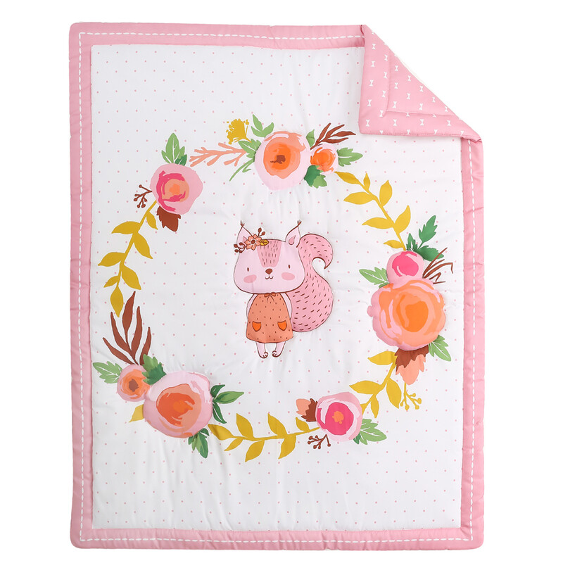 3-Piece Cot Bedding Set - Pink Squirrel (5)