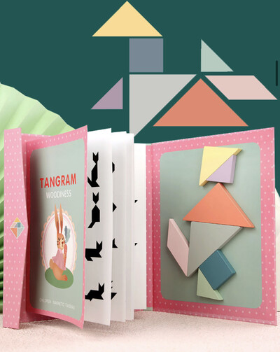 Kids Tangram Magnetic Wooden Puzzles - Pink (4)