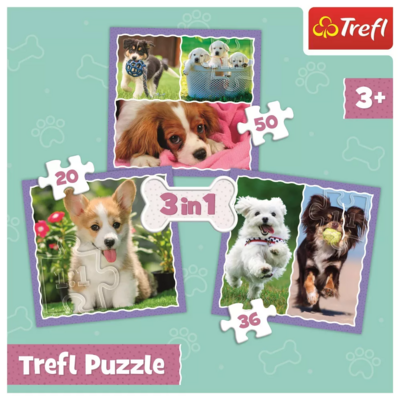 Trefl 3 in 1 Puzzle - Lovely Dogs (2)