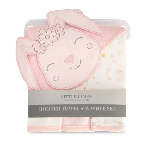 Little Linen Hooded Towel & Washer Set -Ballerina Bunny (3)