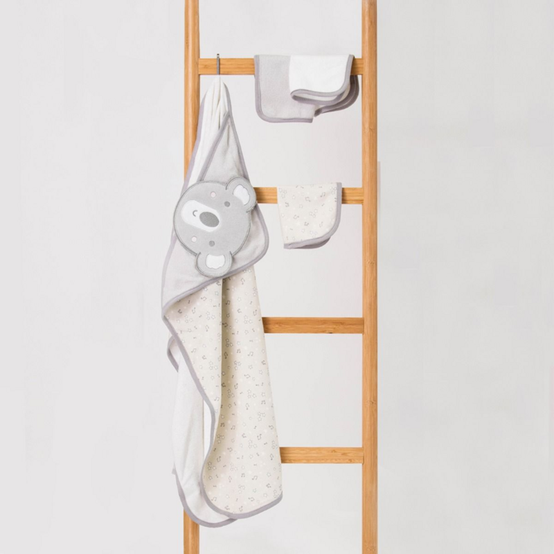 Little Linen Hooded Towel & Washer Set - Cheeky Koala (2)