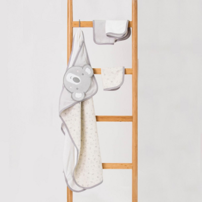 Little Linen Hooded Towel & Washer Set - Cheeky Koala (2)