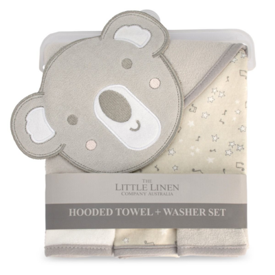 Little Linen Hooded Towel & Washer Set - Cheeky Koala (4)