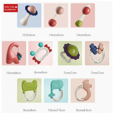 Babycare Teething Rattle 10 piece Toys Set (3)