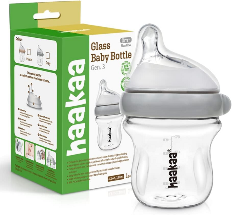 Haakaa Generation 3 Glass Baby Bottle - Grey (2)