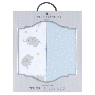 Living Textiles 2 Pack Jersey Cot Fitted Sheet Mason/Confetti (2)